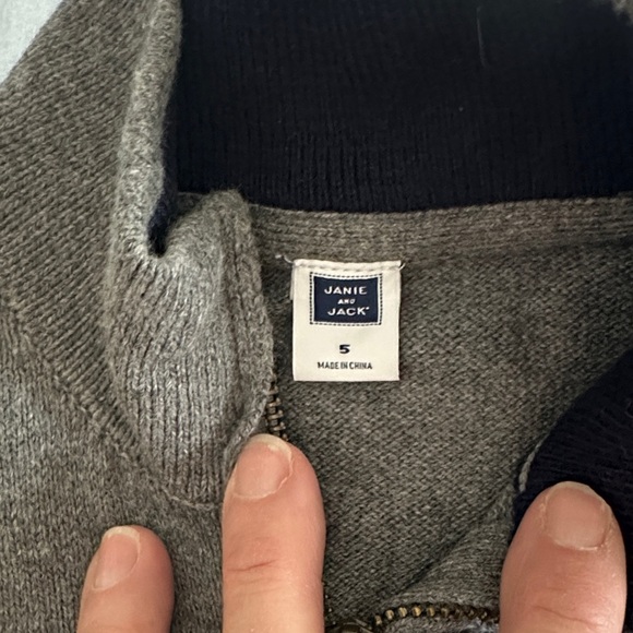 Janie and Jack Gray Zip-Up Sweater and shirt - Picture 4 of 8